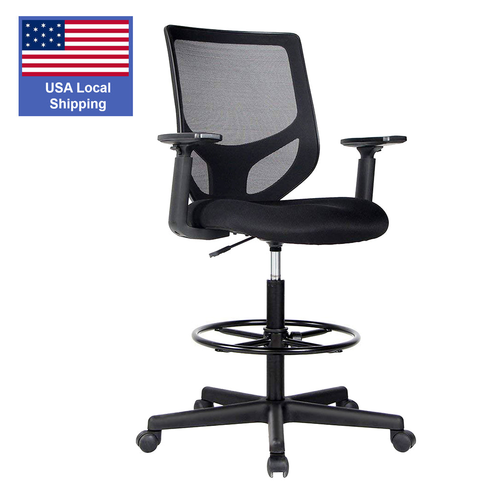 Drafting Chair Tall Office Chair for Standing Desk Drafting Mesh Table Chair with Adjustable Armrest and Foot Ring