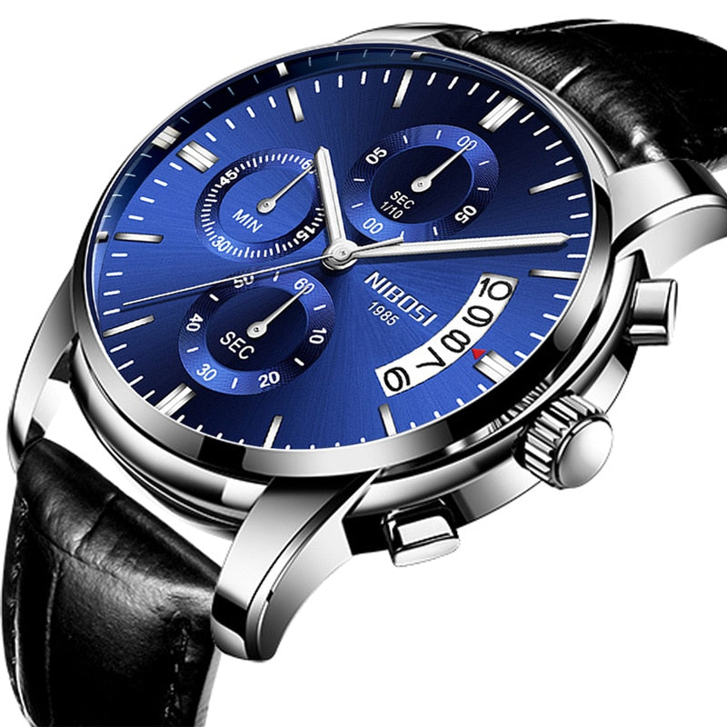 NIBOSI Watch Men Top Brand Luxury Blue Male Automatic Date Quartz Mens Watches Waterproof Sport Watch Clock Relogio Masculino