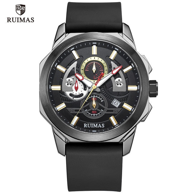 MEGIR&RUIMAS Men Watches Luxury Top Brand Miliary Sport Watch Men Waterproof Leather Strap Chronograph Wristwatch Relogios Clock