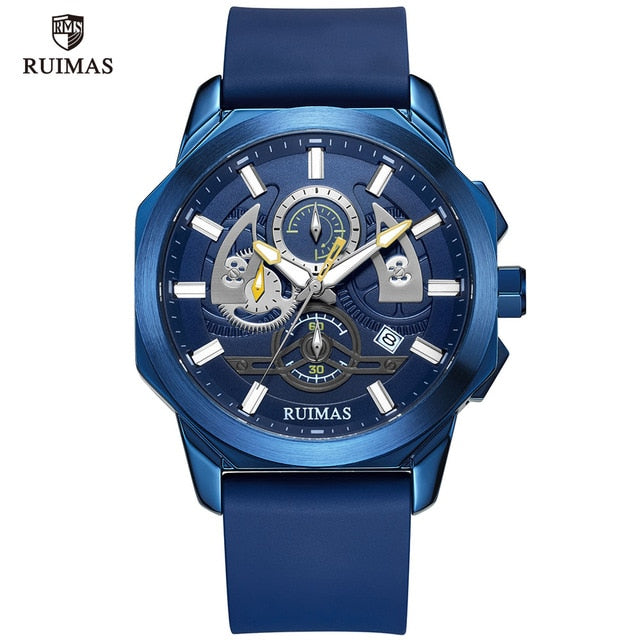 MEGIR&RUIMAS Men Watches Luxury Top Brand Miliary Sport Watch Men Waterproof Leather Strap Chronograph Wristwatch Relogios Clock