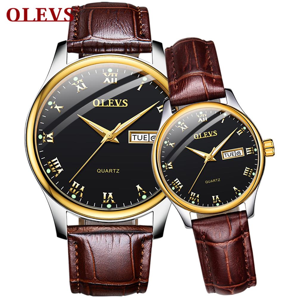 Couple watches For Lover's Quartz men women watch luxury top brand OLEVS waterproof watch Leather Fashion Luminous clock New uhr