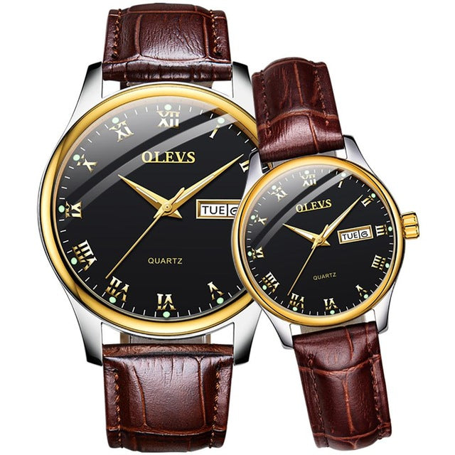 Couple watches For Lover's Quartz men women watch luxury top brand OLEVS waterproof watch Leather Fashion Luminous clock New uhr