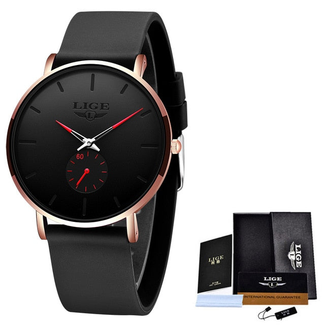 LIGE New Fashion Mens Watches Top Brand Luxury Sport Waterproof Simple Ultra-Thin Watches Men Quartz Clock Relogio Masculino+Box