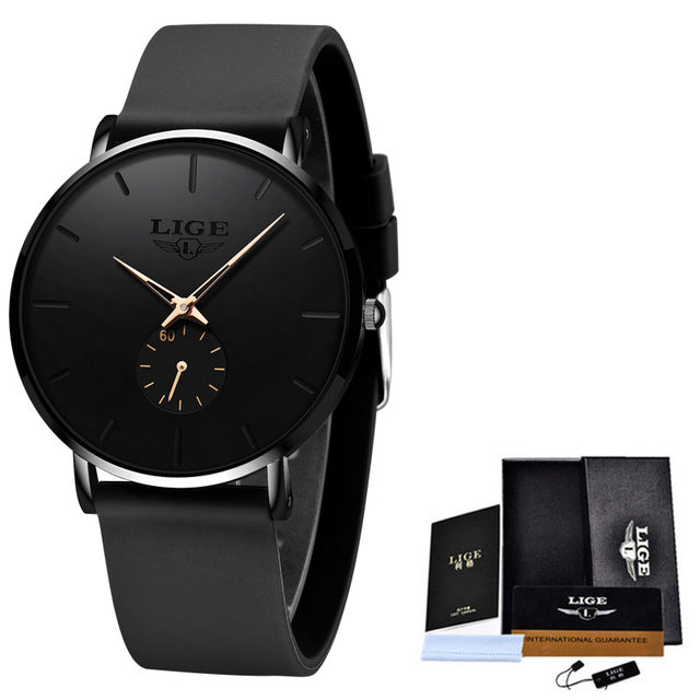 LIGE New Fashion Mens Watches Top Brand Luxury Sport Waterproof Simple Ultra-Thin Watches Men Quartz Clock Relogio Masculino+Box