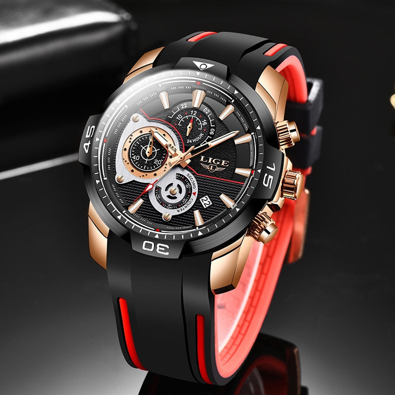 LIGE Men Watches Top Brand Luxury Business Quartz Watch Men Fashion Waterproof Date Chronograph WristWatch