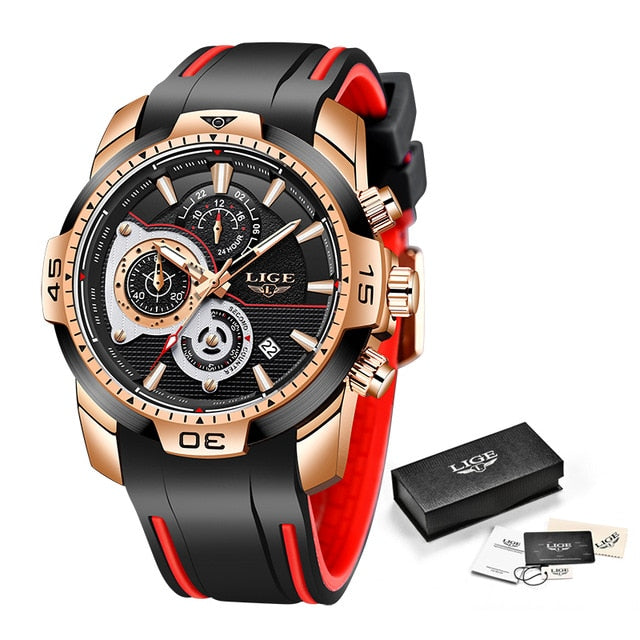 LIGE Men Watches Top Brand Luxury Business Quartz Watch Men Fashion Waterproof Date Chronograph WristWatch