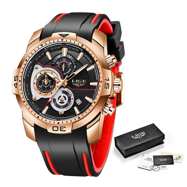 LIGE Men Watches Top Brand Luxury Business Quartz Watch Men Fashion Waterproof Date Chronograph WristWatch