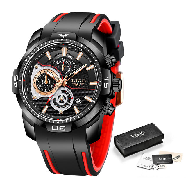 LIGE Men Watches Top Brand Luxury Business Quartz Watch Men Fashion Waterproof Date Chronograph WristWatch