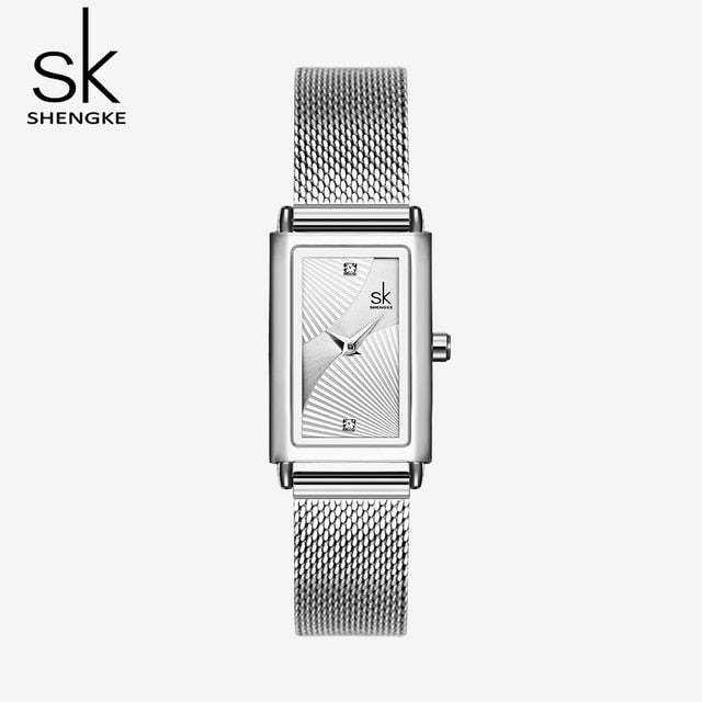 Shengke Women Watches Fashion Geneva Designer Ladies Watch Luxury Brand Rectangle Quartz Gold Wrist Watch Luxury Gifts For Women