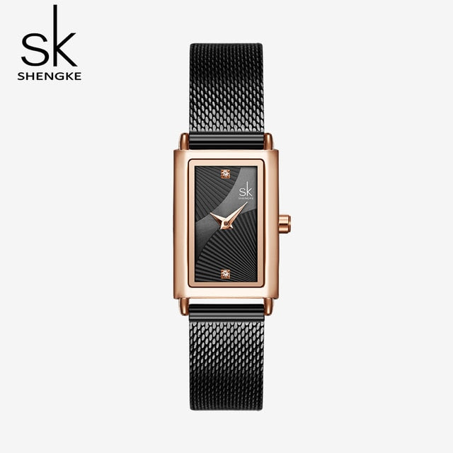 Shengke Women Watches Fashion Geneva Designer Ladies Watch Luxury Brand Rectangle Quartz Gold Wrist Watch Luxury Gifts For Women