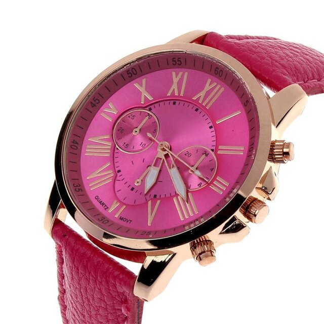 New Brand Women Watches Quartz Watch Geneva Rhinestone Crystal Roman Lady PU Leather Band Analog Relogio Feminino