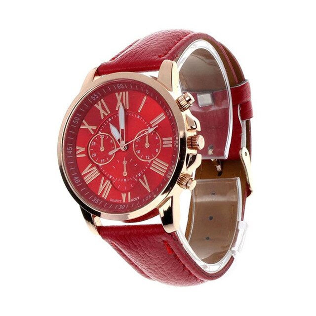 New Brand Women Watches Quartz Watch Geneva Rhinestone Crystal Roman Lady PU Leather Band Analog Relogio Feminino