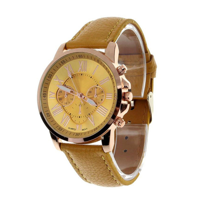 New Brand Women Watches Quartz Watch Geneva Rhinestone Crystal Roman Lady PU Leather Band Analog Relogio Feminino