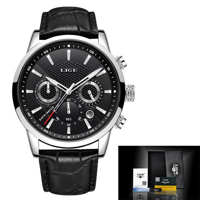 Relogio Masculin LIGE Mens Watches Big Dial Military Chronograph Top Brand Luxury Fashion Waterproof Sport Quartz Wristwatch Men