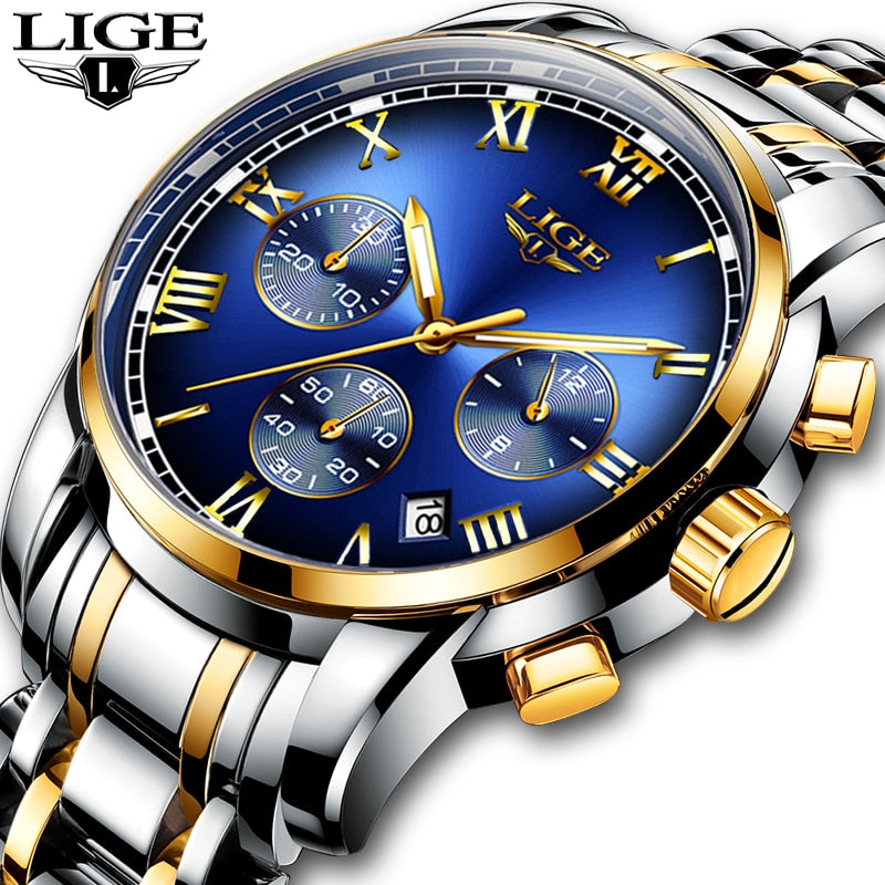 Relogio Masculino 2020 Mens Watches LIGE Top Brand Luxury Fashion Watch Men Business Waterproof Full Steel Quartz WristWatch+Box