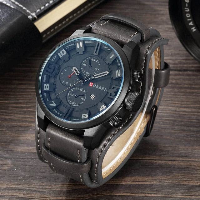 CURREN Top Brand Luxury Mens Watches Male Clocks Date Sport Military Clock Leather Strap Quartz Business Men Watch Gift 8225