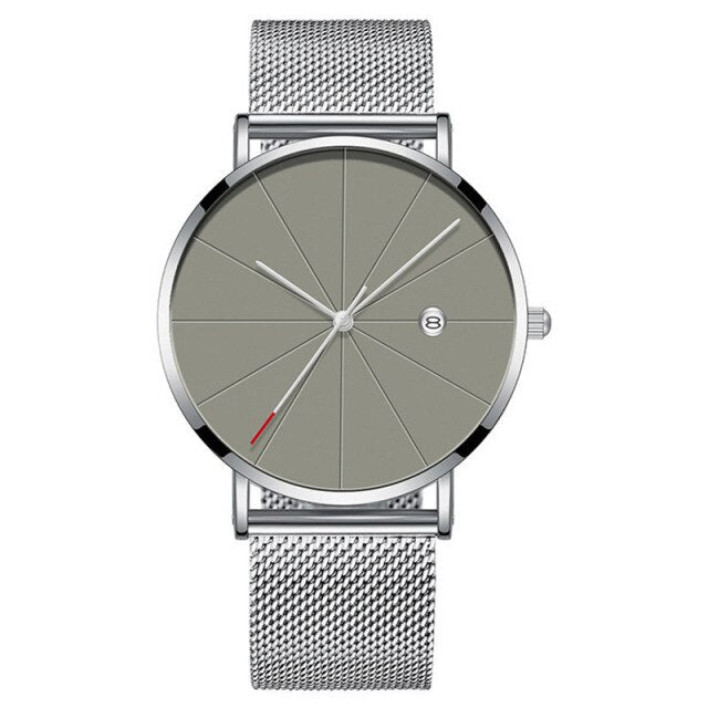 2020 Minimalist Men's Fashion Watches Men Business Date Calendar Clock Male Ultra Thin Stainless Steel Mesh Belt Quartz Watch