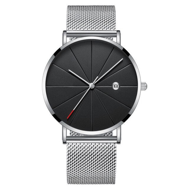 2020 Minimalist Men's Fashion Watches Men Business Date Calendar Clock Male Ultra Thin Stainless Steel Mesh Belt Quartz Watch