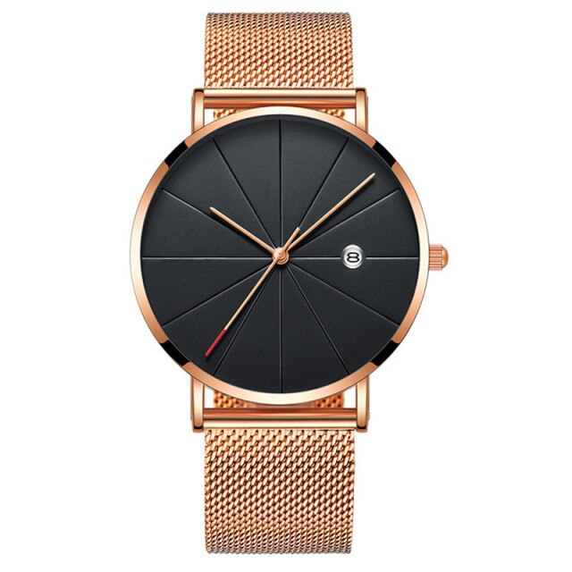 2020 Minimalist Men's Fashion Watches Men Business Date Calendar Clock Male Ultra Thin Stainless Steel Mesh Belt Quartz Watch