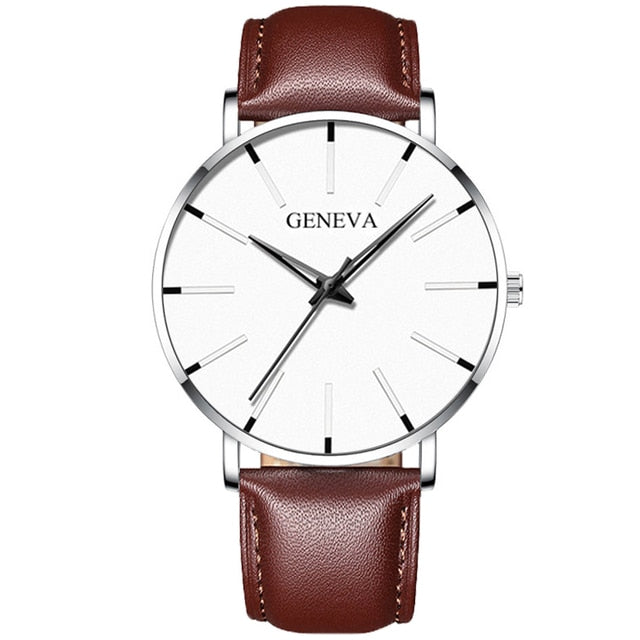 2021 Geneva Minimalist Watch Men Ultra Thin Blue Stainless Steel Mesh Belt Watches Man Business Casual Quartz Wrist Watch