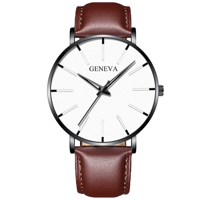 2021 Geneva Minimalist Watch Men Ultra Thin Blue Stainless Steel Mesh Belt Watches Man Business Casual Quartz Wrist Watch