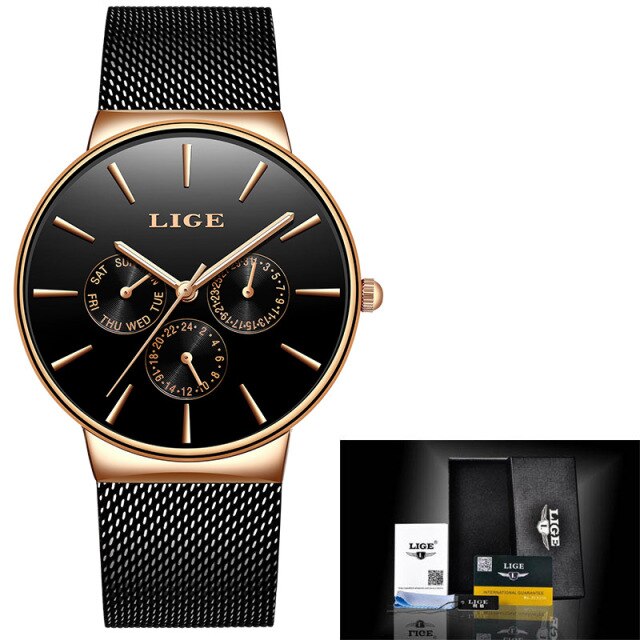 LIGE Fashion Sports Mens Watches Top Brand Luxury Ultra Thin Casual Quartz Watch Men Date Waterproof Watches Relogio Masculino