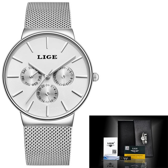 LIGE Fashion Sports Mens Watches Top Brand Luxury Ultra Thin Casual Quartz Watch Men Date Waterproof Watches Relogio Masculino