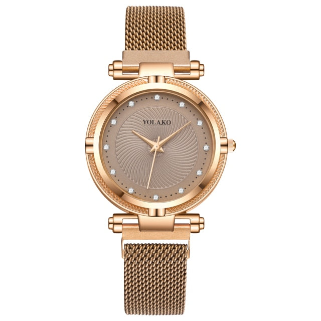 Luxury Creative diamond Dial Women Watches Fashion Rose Gold  Magnet Buckle Ladies Quartz Wristwatches Simple Female Watch Gifts