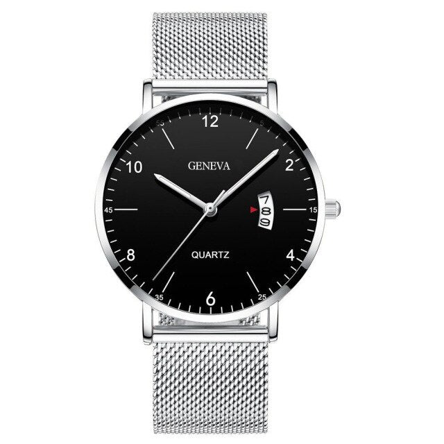 Men Watches 2021 Luxury Famous Brand Men Stainless Steel Mesh Calendar Watch Men Quartz Watch Relogio Masculino Men Wristwatch