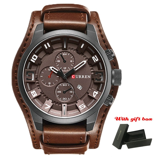 CURREN Top Brand Luxury Mens Watches Male Clocks Date Sport Military Clock Leather Strap Quartz Business Men Watch Gift 8225