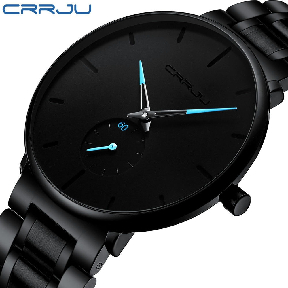 2021 Wristwatch For Man CRRJU Top Brand Luxury Stainless Steel Waterproof Clocks Men Watch Business Quartz Clock WristWatch