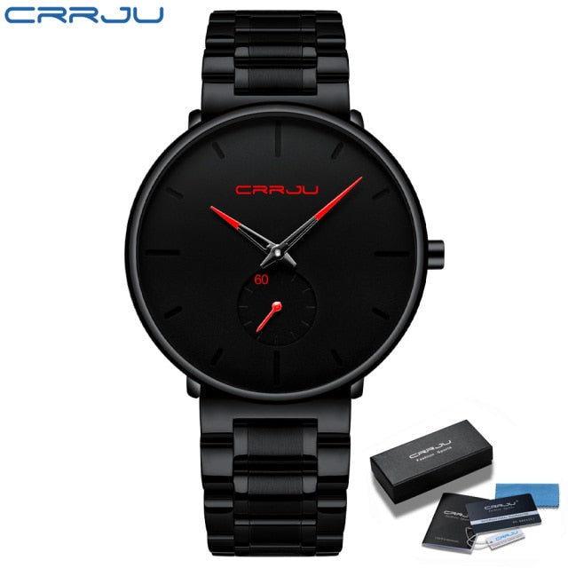 2021 Wristwatch For Man CRRJU Top Brand Luxury Stainless Steel Waterproof Clocks Men Watch Business Quartz Clock WristWatch