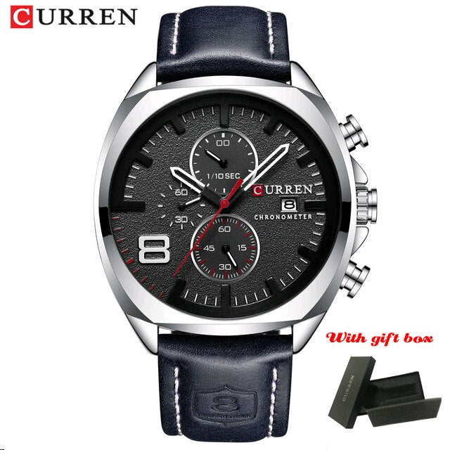 CURREN Fashion Casual Leather Watch Mens Luxury Sport Military Waterproof Quartz Men Watches Clock Clock часы мужские