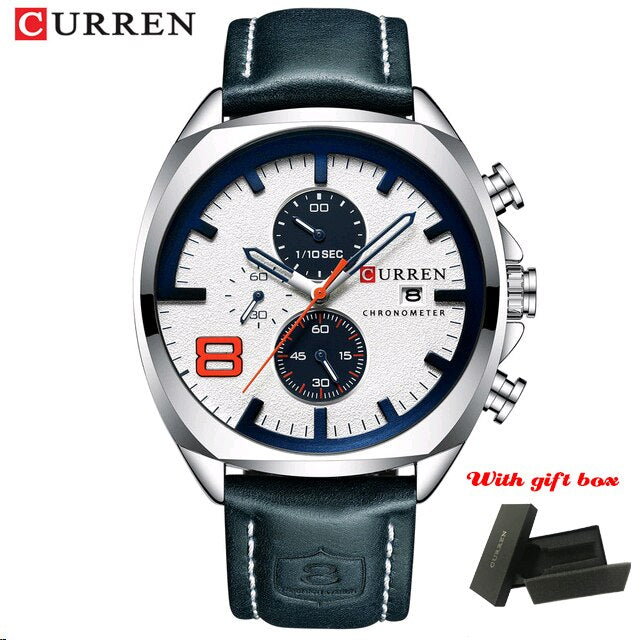 CURREN Fashion Casual Leather Watch Mens Luxury Sport Military Waterproof Quartz Men Watches Clock Clock часы мужские