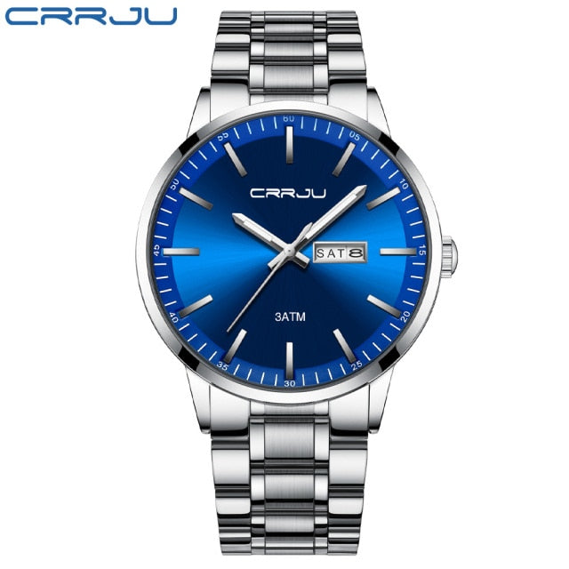 CRRJU New Quartz Watch for men Top Brand Luxury Fashion Business watches Steel Waterproof man SportWristwatch Relogio Masculino