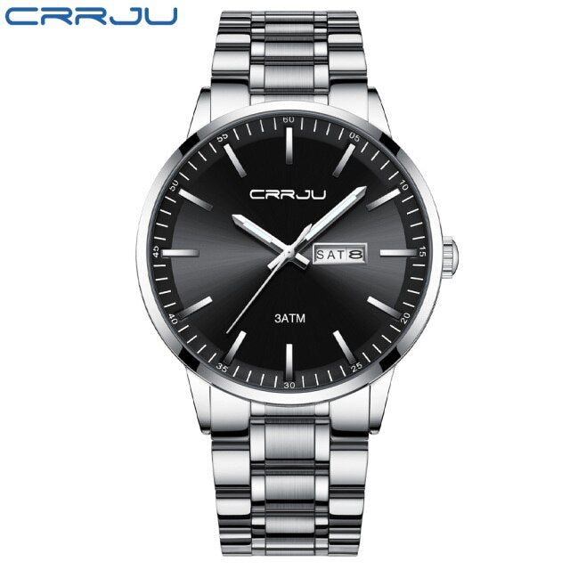 CRRJU New Quartz Watch for men Top Brand Luxury Fashion Business watches Steel Waterproof man SportWristwatch Relogio Masculino