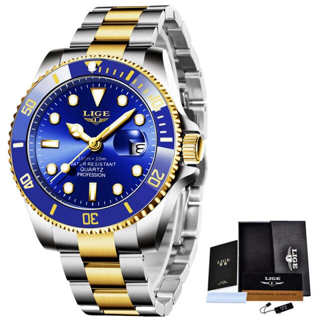 LIGE Brand Mens Watches Luxury Waterproof Men Quartz Wristwatches for Man Stainless Steel Watch Male Clocks Relogio Reloj Hombre