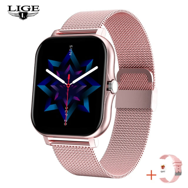 LIGE 2021 New Bluetooth Answer Call Smart Watch Men Full Touch Dial Call Fitness Tracker IP67 Waterproof Smartwatch women +Box