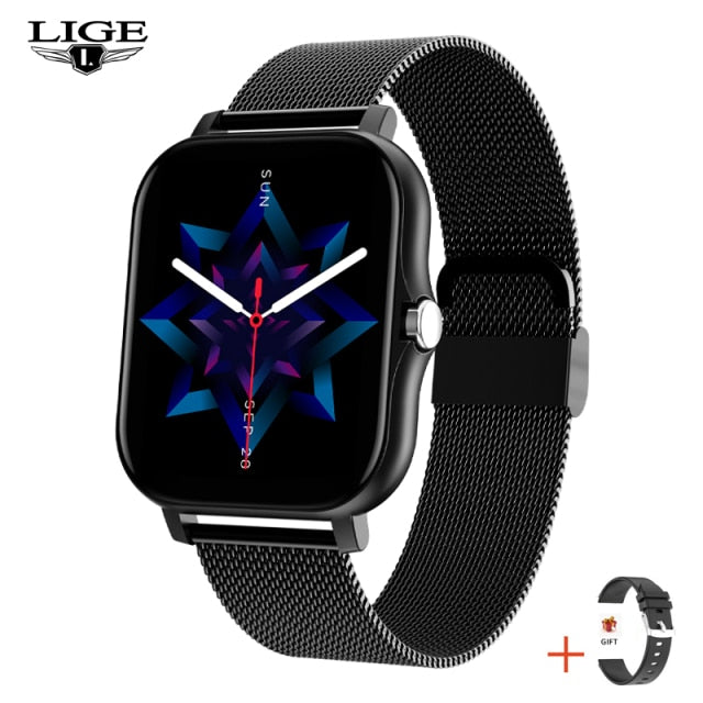 LIGE 2021 New Bluetooth Answer Call Smart Watch Men Full Touch Dial Call Fitness Tracker IP67 Waterproof Smartwatch women +Box