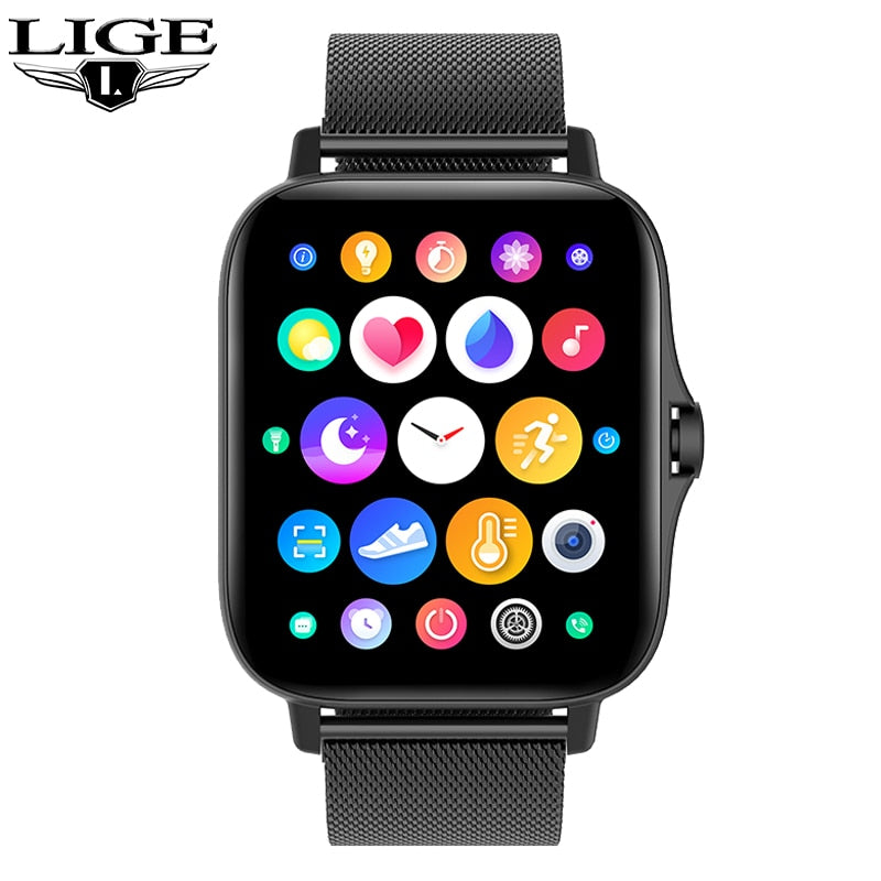 LIGE 2021 New Smart Watch Men Bluetooth Call Heart Rate Monitoring Sport Watch Pedometer Custom Dial Waterproof Smartwatch Women