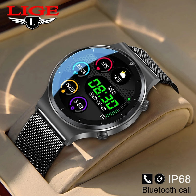 LIGE 2021 New Bluetooth Call Smart Watch Men Women Heart Rate Blood Pressure Sports Fitness Full Touch Screen Smartwatch For Man