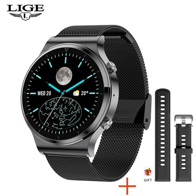 LIGE 2021 New Bluetooth Call Smart Watch Men Women Heart Rate Blood Pressure Sports Fitness Full Touch Screen Smartwatch For Man