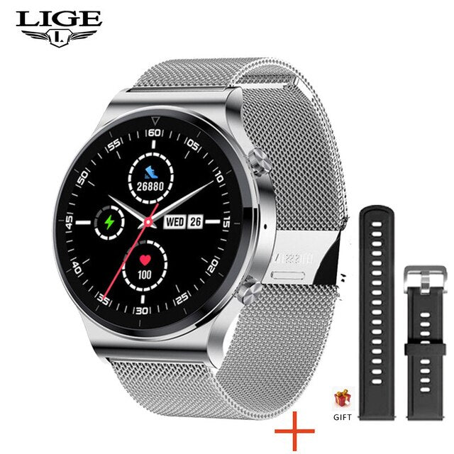 LIGE 2021 New Bluetooth Call Smart Watch Men Women Heart Rate Blood Pressure Sports Fitness Full Touch Screen Smartwatch For Man