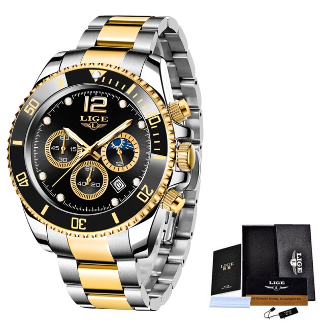 LIGE Top Brand Luxury Fashion Diver Watch Men 30ATM Waterproof Date Clock Sport Watches Mens Quartz Wristwatch Relogio Masculino