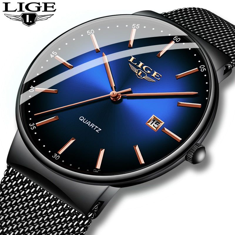 LIGE2021 Top Brand Luxury Casual Watch For Men Waterproof Fashion Clock Quartz Watches Thin Wristwatch Hombre Relogio Masculinoc