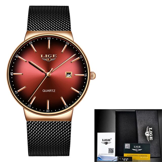 LIGE2021 Top Brand Luxury Casual Watch For Men Waterproof Fashion Clock Quartz Watches Thin Wristwatch Hombre Relogio Masculinoc