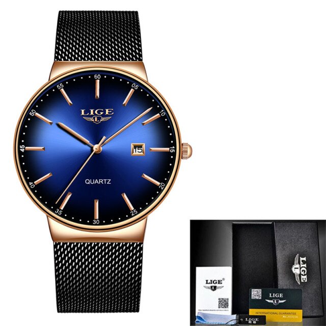 LIGE2021 Top Brand Luxury Casual Watch For Men Waterproof Fashion Clock Quartz Watches Thin Wristwatch Hombre Relogio Masculinoc