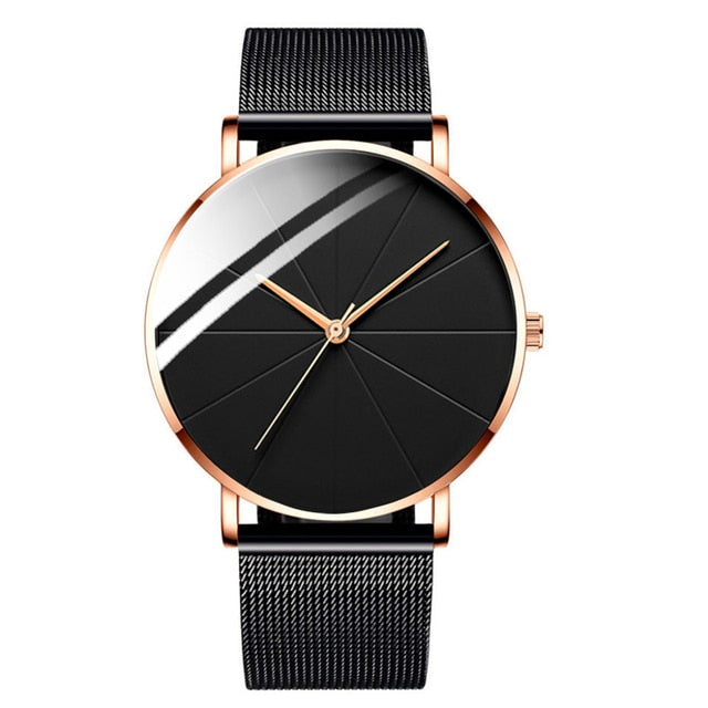 2021 Minimalist Men's Fashion Watches Simple Men Business Ultra Thin Stainless Steel Mesh Belt Quartz Watch relogio masculino