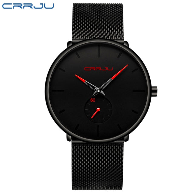 CRRJU Fashion Mens Watches Top Brand Luxury Quartz Watch Men Casual Slim Mesh Steel Waterproof Sport Watch Relogio Masculino