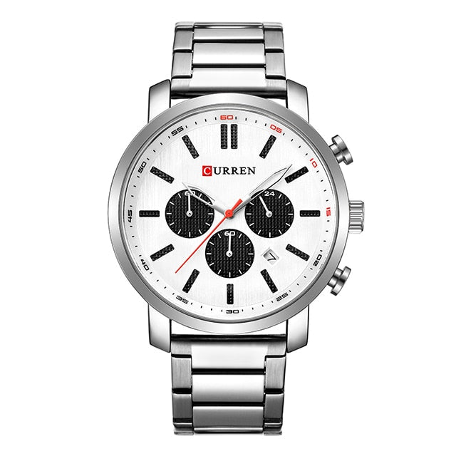 CURREN Luxury Casual Stainless Steel Watch Mens Fashion Chronograph Quartz Men Watches Sport Waterproof Male Clock часы мужские